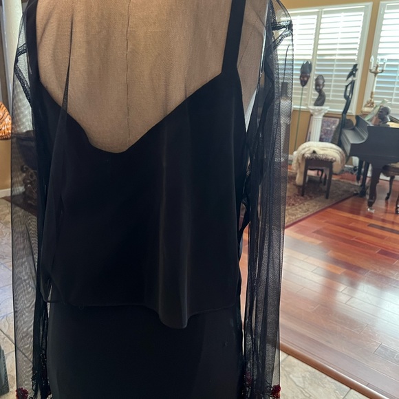 XSCAPE Sequence  and Beaded Floral (2) piece Set Silk Sheer Dress/Jacket - Picture 7 of 12